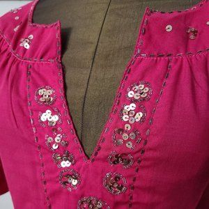 Hindi wedding traditional style blouse fuchsia and gold S M middle eastern
